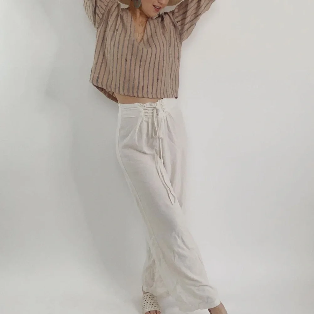 Umgee Ivory High Waisted Pants - Picture 2 of 8
